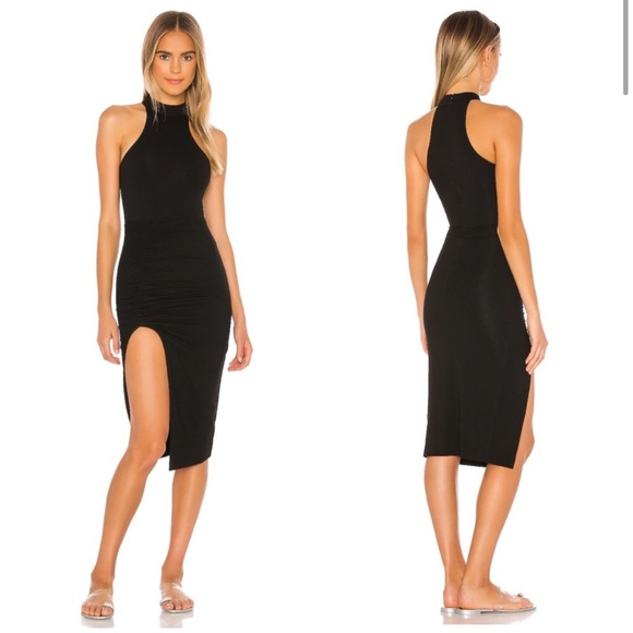 Superdown Mansa Slit Midi Dress New with Tag in Black Sz S Revolve - Picture 1 of 4
